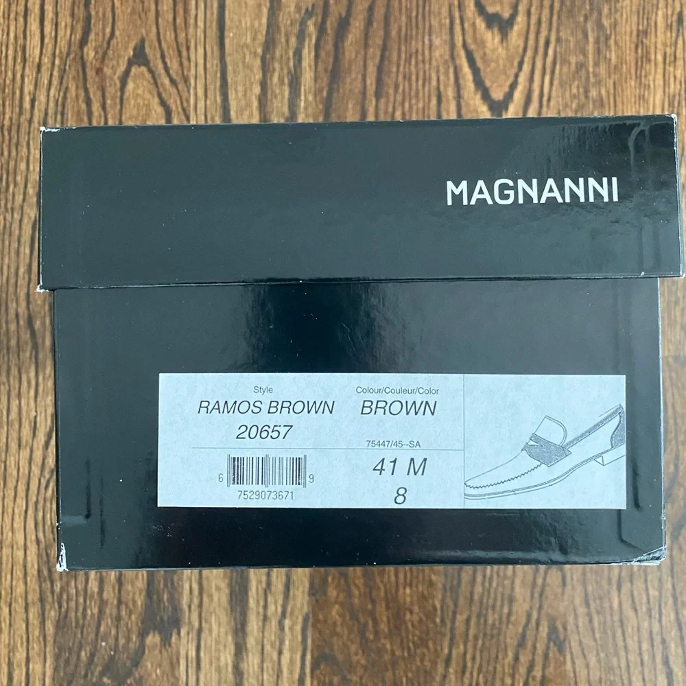 Magnanni Brown Leather Penny Loafers